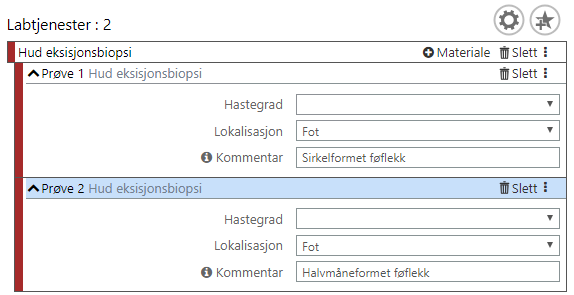 Beskrivelse av prøvematerialet